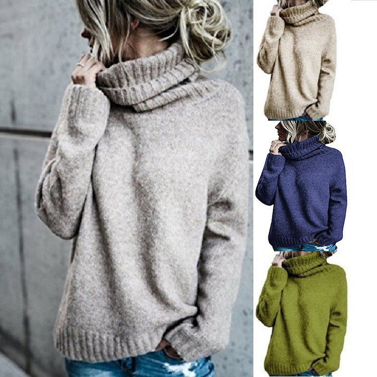 Women's Temperament Commute Fashion Turtleneck Long-sleeved Pullover Knitted Sweater