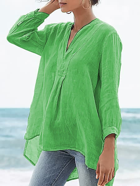Women's Tulle Solid Color Long Back Sleeve Blouses