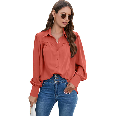 Popular Women's Charming Classy Pleated Long-sleeved Blouses