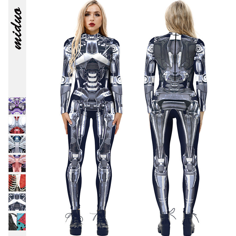 Halloween Digital Women's Printed High Waist Wear Character Cosplay Jumpsuit