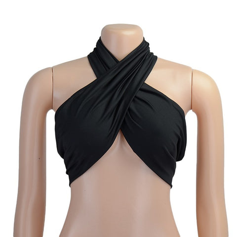 Summer Solid Color Backless Chest Sleeveless Strap Women's Single Blouse