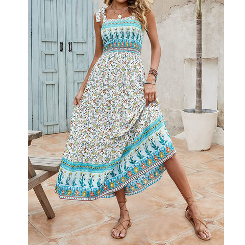 Women's Summer Long Bohemian Print Loose Dresses