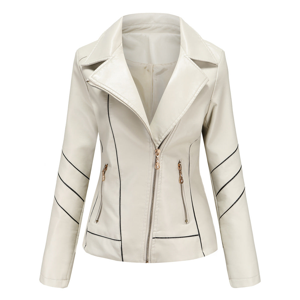 Leather Long Sleeve Coat Women Thin Short Jacket