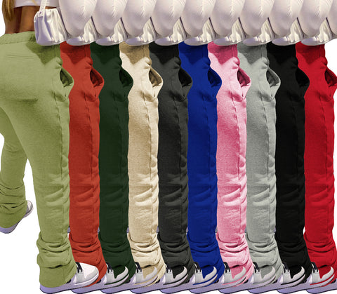 Women's Thickened Fabric Sports Leisure High Waist Drawstring Pants Pockets Sweater