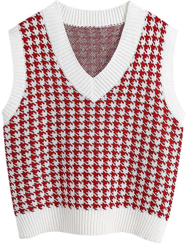 Women's Knitted Vest Loose V-neck Sleeveless Pullover Sweater