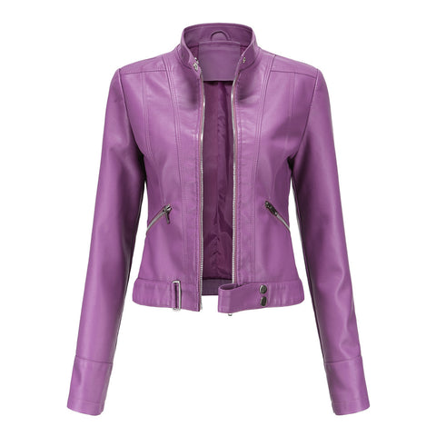 Women's Conventional Short Leather Collar Lady Jacket Thin Coat