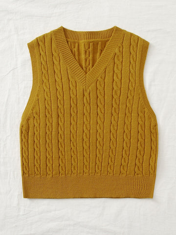 Women's Knitted Temperament Commute Waistcoat Pullover V-neck Vest Sleeveless Top