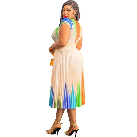 Women's Loose Large Size Short Sleeve Skirt Casual Fashion Long Dress