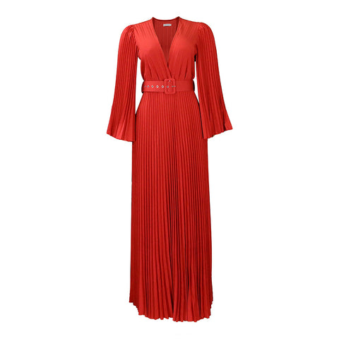 Women's V-neck Sexy Pleated Polyester Formal Swing Maxi Dress