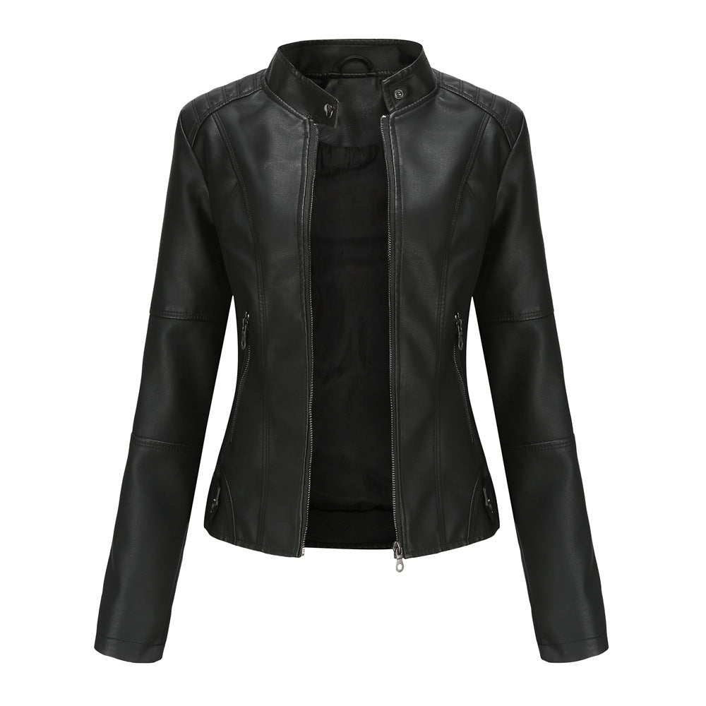 Urban Leisure Size Women's Leather Slim Thin Coat Plus Collar Jacket