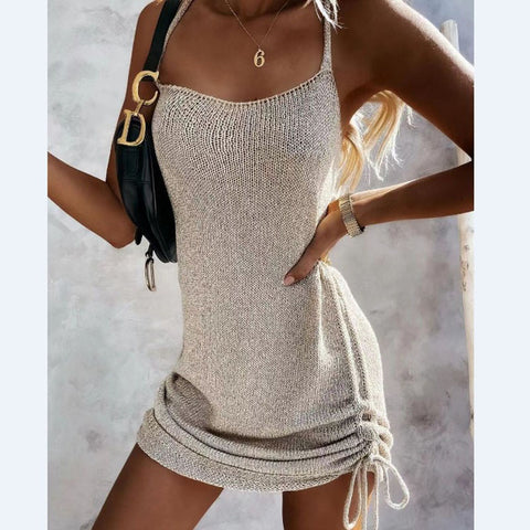 Summer Women's Fashion Sleeveless Pullover Strap Loose Sling Dress Sweater