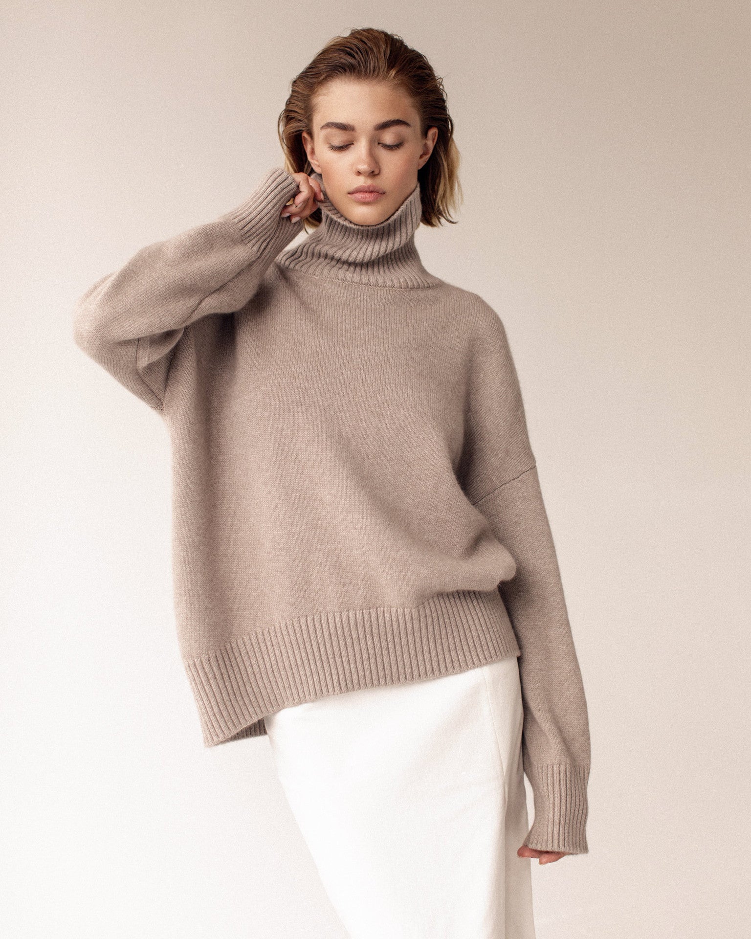 High Sleeve Collar Loose Sweater Women's Knitwear