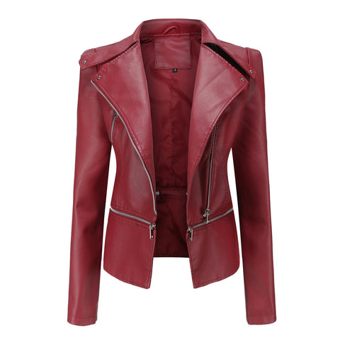 Women's Conventional Leather Hem Coat Fashion Casual Jacket