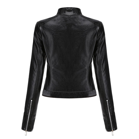 Women's Conventional Short Leather Collar Lady Jacket Thin Coat