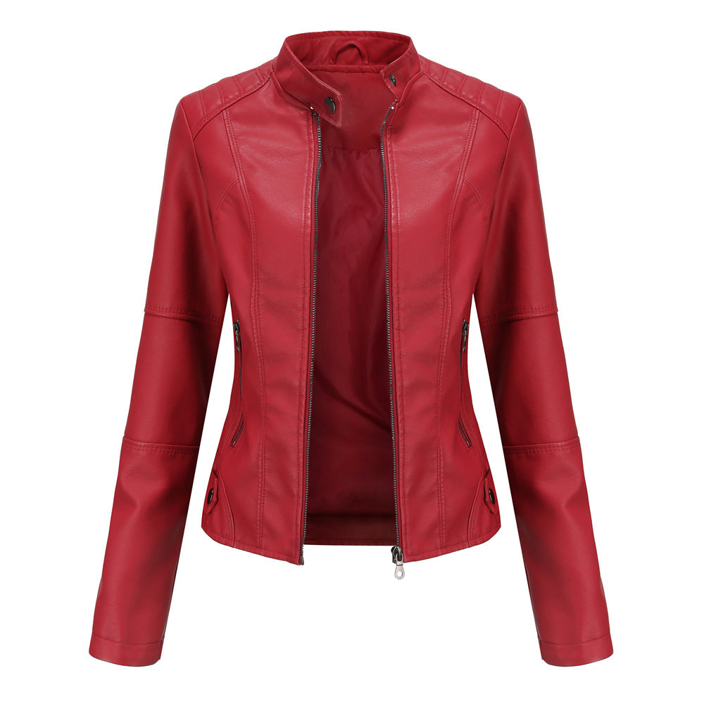 Urban Leisure Size Women's Leather Slim Thin Coat Plus Collar Jacket