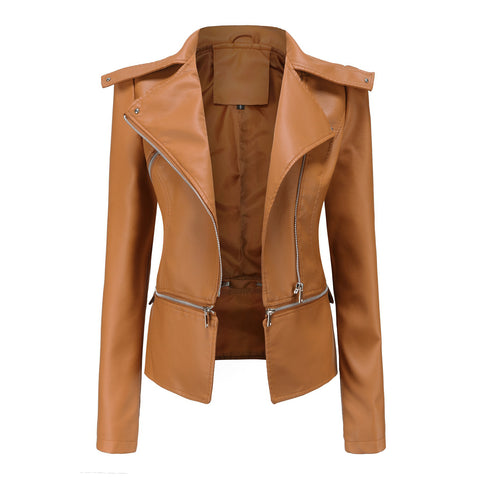 Women's Conventional Leather Hem Coat Fashion Casual Jacket